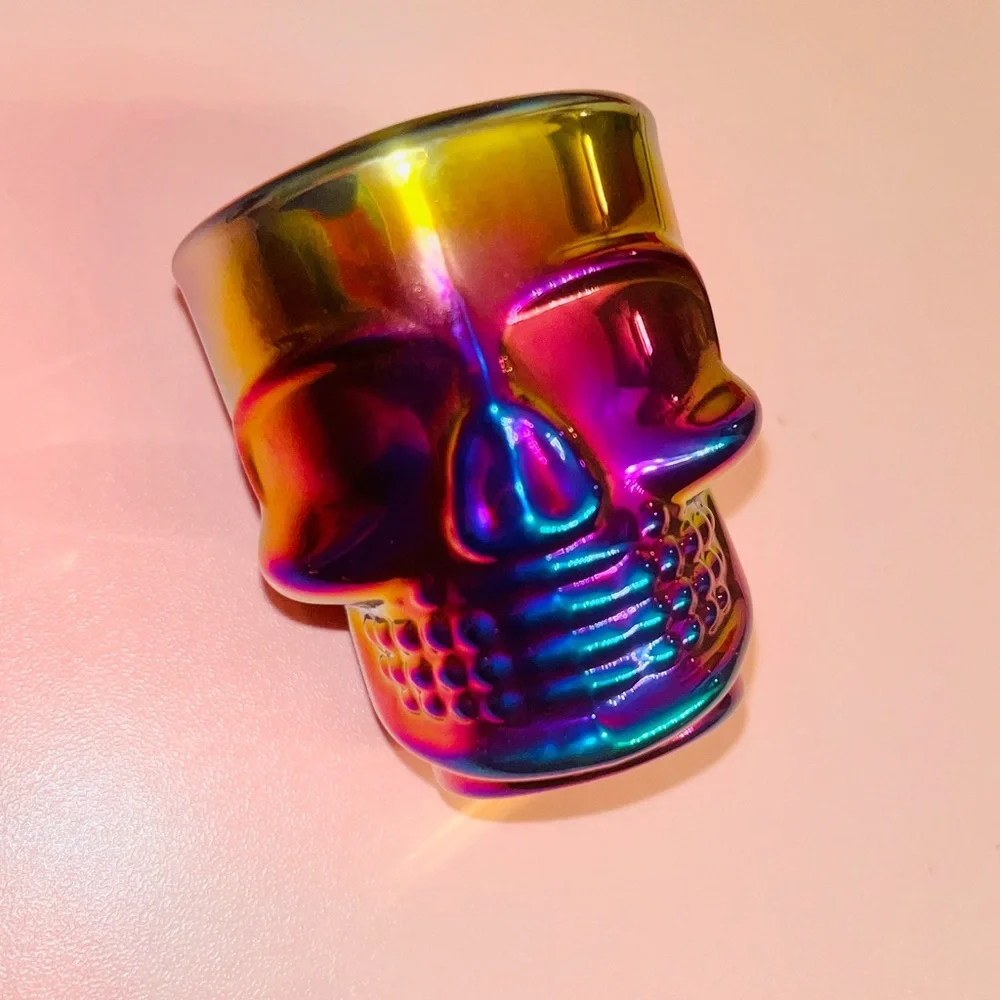 6 Iridescent Skull Shot Glasses by Circleware Rainbow Fusion - Picture 2 of 16